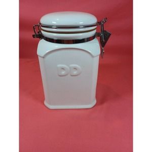 White Dunkin’ Donuts Ceramic DD Jar Coffee Canister